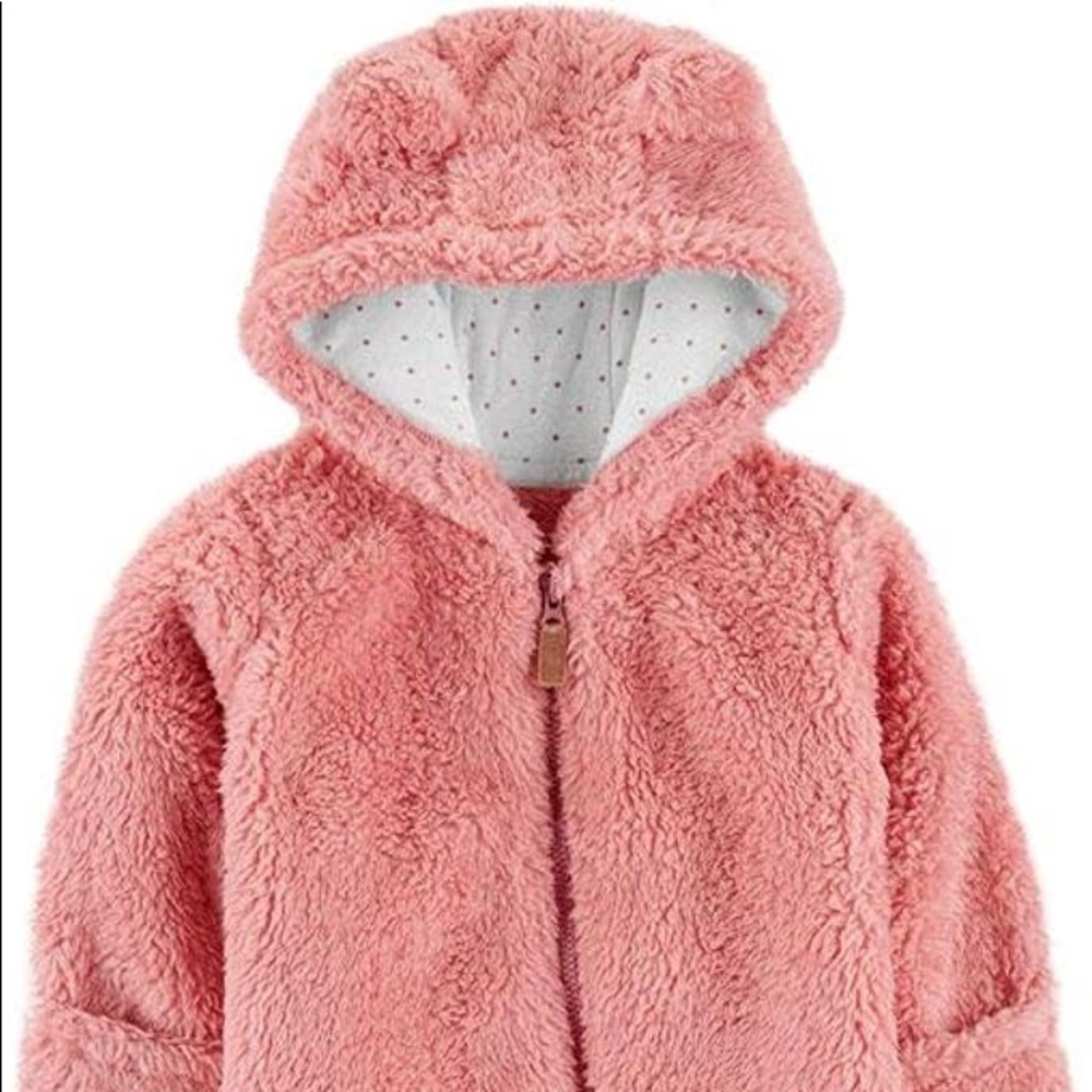 Carter’s Pink Sherpa Pram/Jumpsuit; baby girl size
